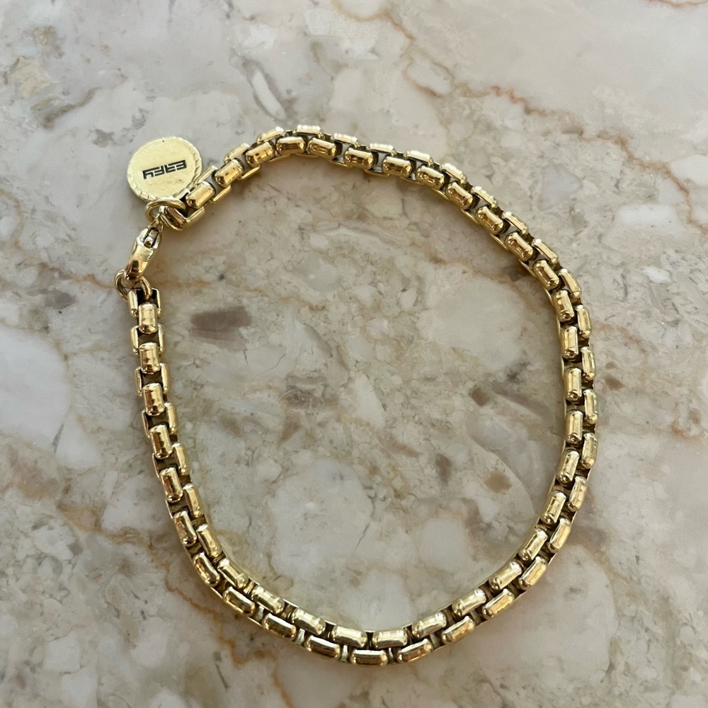 14K Goldplated Sterling Silver Box Link Bracelet